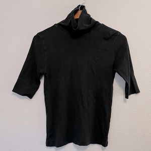 Elliott Lauren Short Sleeve Black Turtleneck